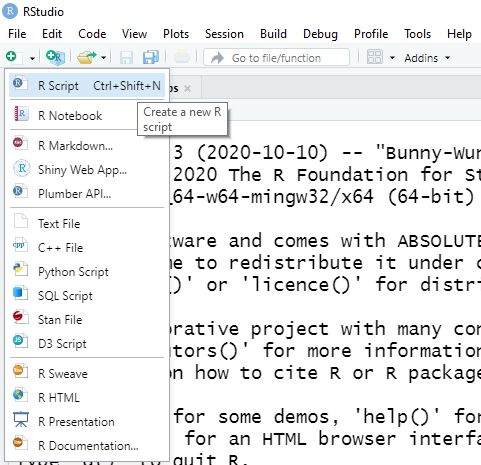 Створення скрипта в RStudio